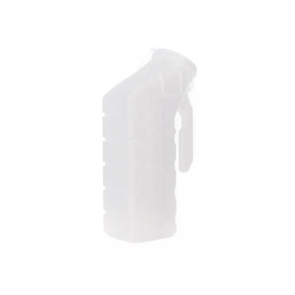 medline male urinal with lid 1000ml translucent plastic front view