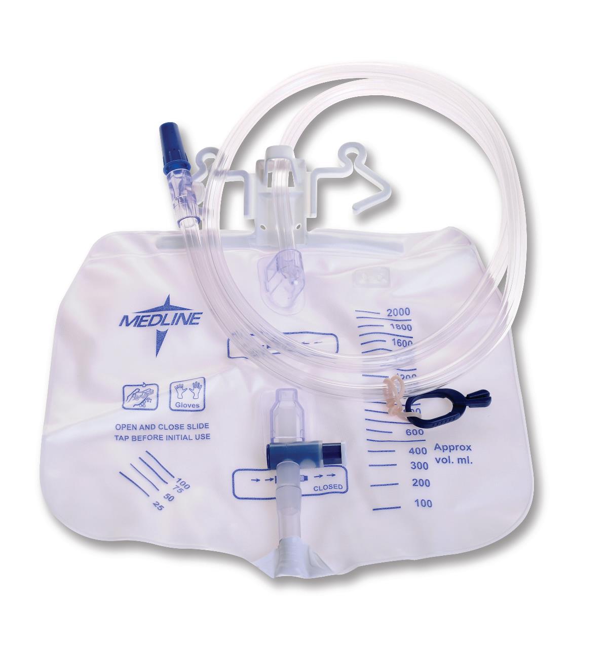 Medline Night Urinary Drainage Bag Anti-Reflux with Slide Tap 2000ml (1 Each)