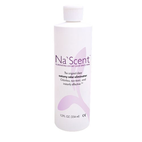 12 oz bottle of na'scent ostomy pouch deodorant