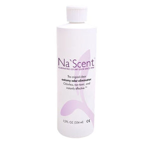 12 oz bottle of na'scent ostomy pouch deodorant