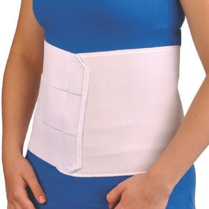 model wearing the orth active abdominal surgical binder with 3 panel
