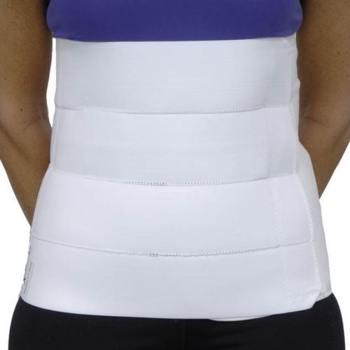 model wearing the orth active abdominal surgical binder with 4 panel