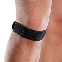 model leg wearing patella tendon strap
