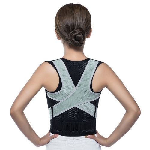 model wearing ortho active posture corrector front closure 