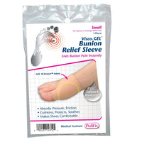 Visco-GEL Bunion Relief Sleeve packaging with a foot illustration on a white background
