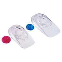 Pedifix Heel Cushions Double Action Gel in both ladies and men, with the heel cushion next to each other.