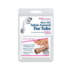 pedifix visco gel fabric covered toe tube 2 package front view