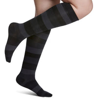 sigvaris-143-microfibre-shades-compression-sock-knee-high-15-20-mmhg-women-onyx-stripe-1-side-view