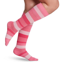 sigvaris-143-microfibre-shades-compression-sock-knee-high-15-20-mmhg-women-pink-stripe-1-side-view
