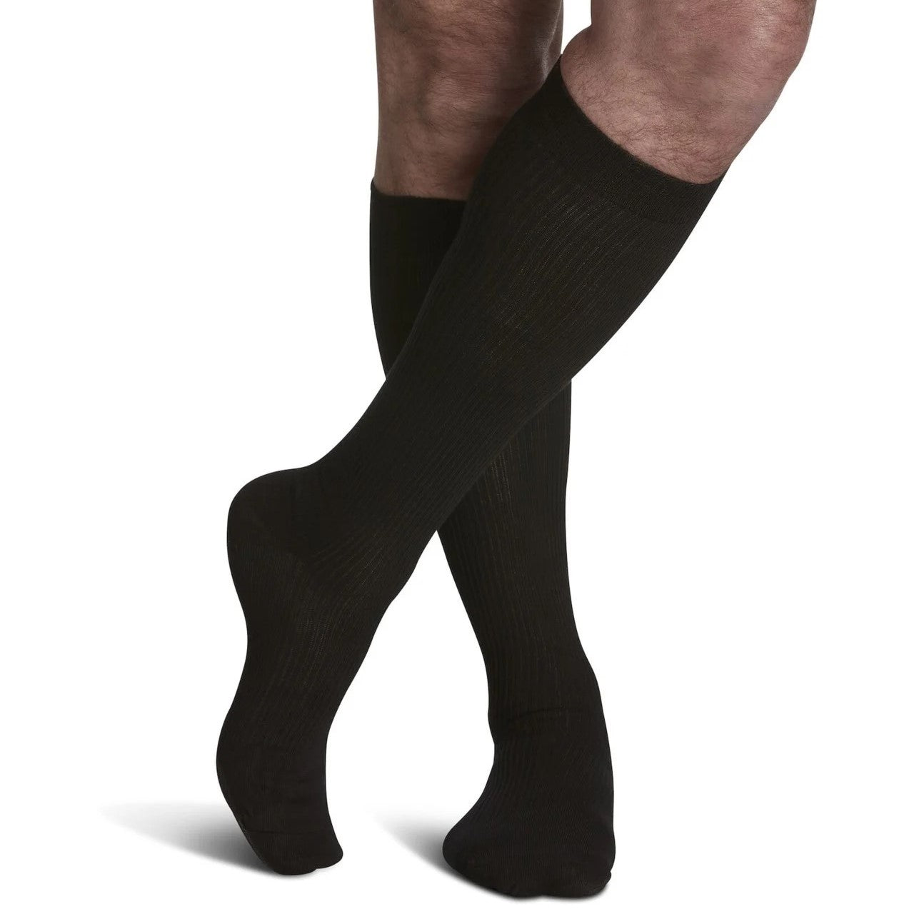 sigvaris-186-casual-cotton-knee-high-compression-sock-15-20-mmhg-men-black-1-front-view