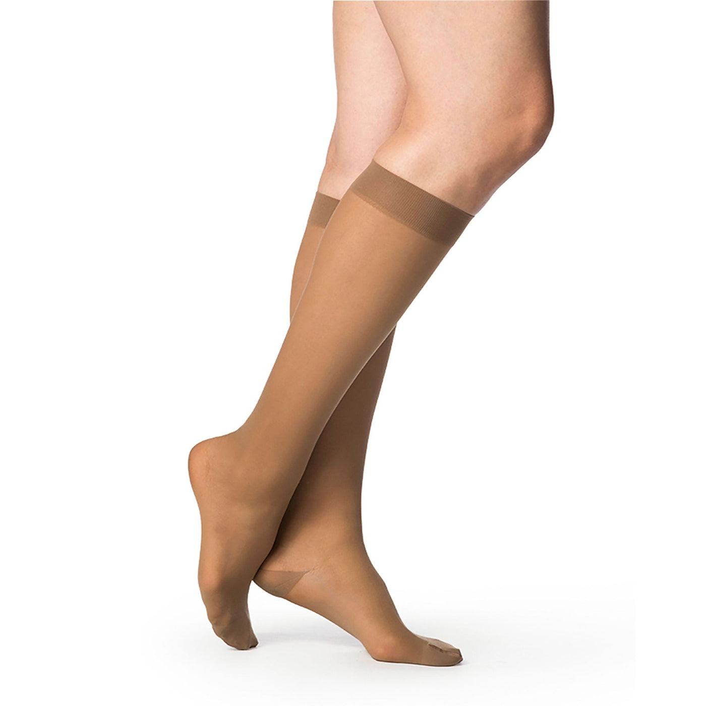 side view of closed toe café sheer compression socks