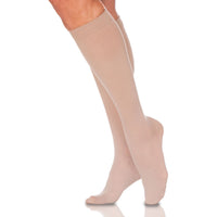 side view of closed toe honey sheer compression socks