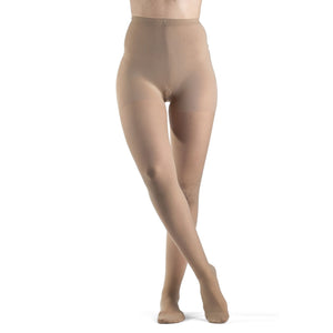 front view of closed toe honey pantyhose sheer compression socks