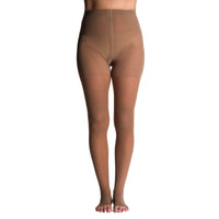 side view of open toe cafe pantyhose sheer compression socks