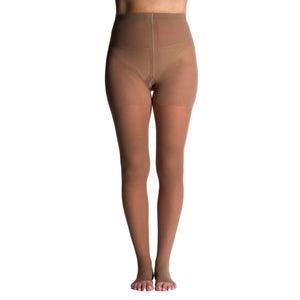 side view of open toe cafe pantyhose sheer compression socks