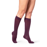 side view of mulberry soft opaque knee high compression socks