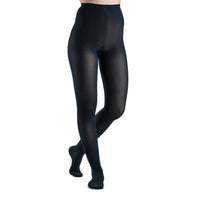 front view of midnight blue soft opaque compression pantyhose