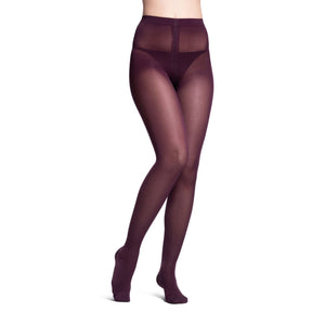front view of mulberry soft opaque compression pantyhose