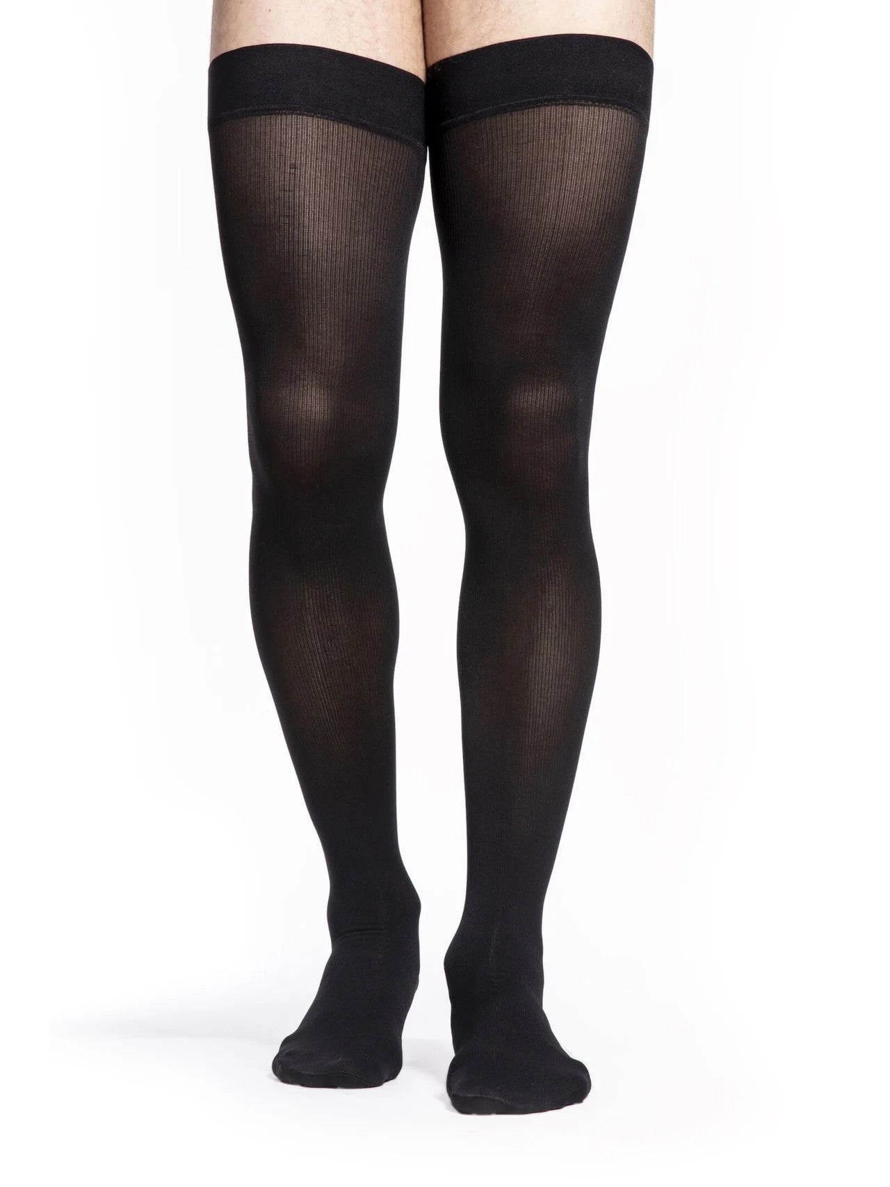 sigvaris-860-opaque-compression-sock-thigh-high-men-black-closed-toe-1-front-view