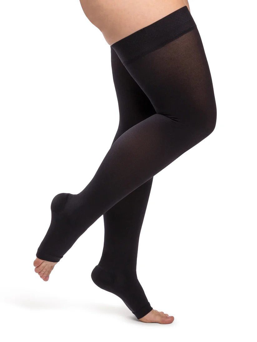 sigvaris-860-opaque-compression-sock-thigh-high-unisex-black-open-toe-1-side-view