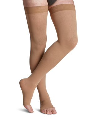 sigvaris-860-opaque-compression-sock-thigh-high-unisex-light-beige-open-toe-1-front-view