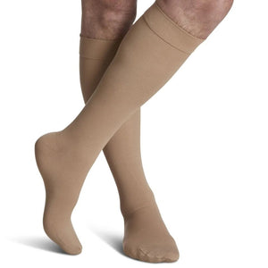 sivgaris-232-233-essential-cotton-compression-sock-knee-high-men-light-beige-closed-toe-1-front-view