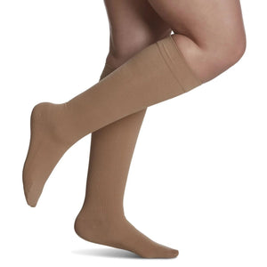 sivgaris-232-233-essential-cotton-compression-sock-knee-high-women-light-beige-closed-toe-1-side-view