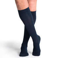 sivgaris-232-233-essential-cotton-compression-sock-knee-high-women-navy-closed-toe-1-front-view