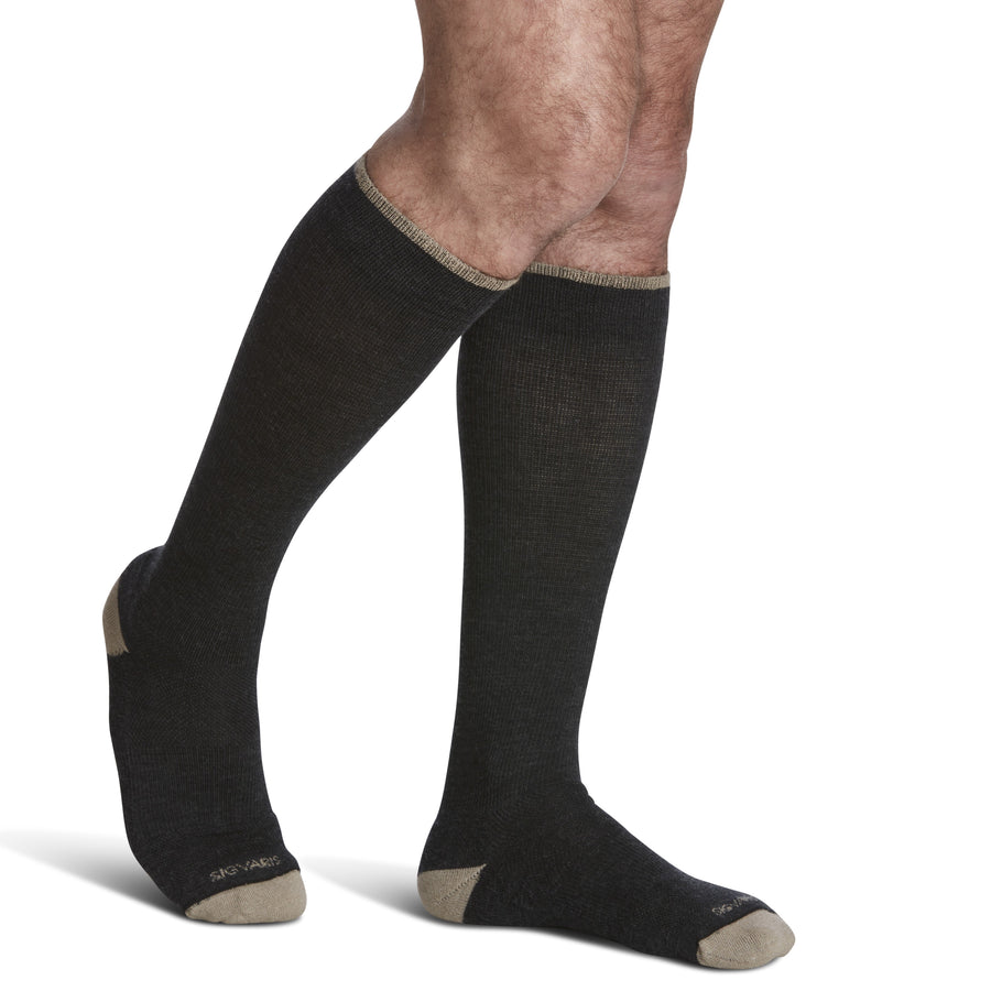 sivgaris-421-merino-wool-outdoor-compression-sock-knee-high-15-20-mmhg-charcoal-unisex-1-front-view
