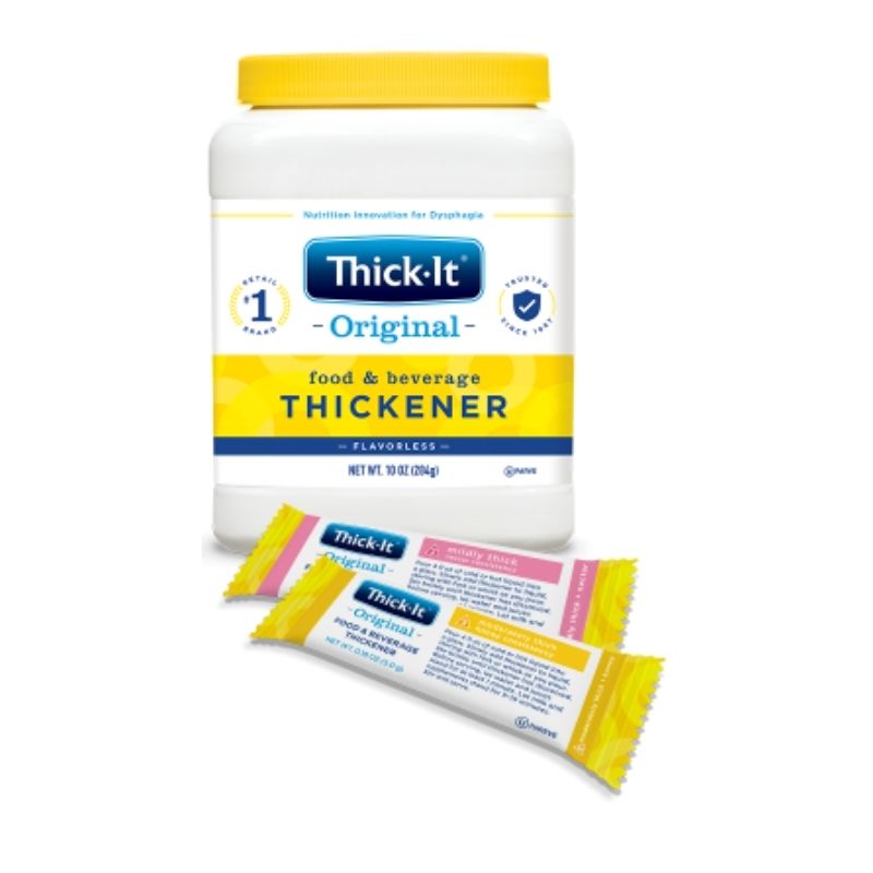 Thick It thickener in a large container and in packets