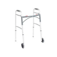walker deluxe two button folding wheels and glide tips front view
