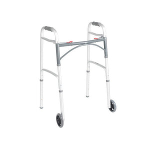 walker deluxe two button folding wheels and glide tips front view