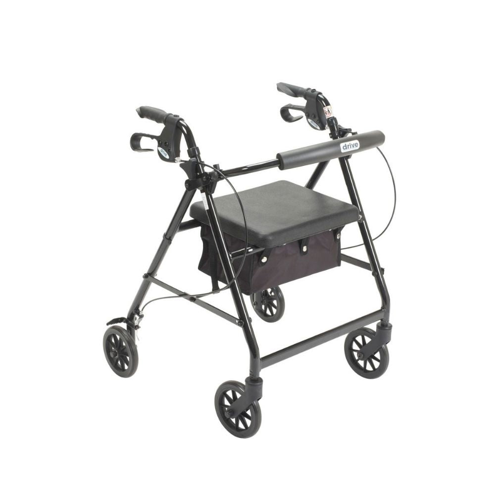 walker rollator 6 wheels aluminum frame black front view