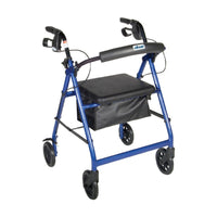 walker rollator 6 wheels aluminum frame blue front view