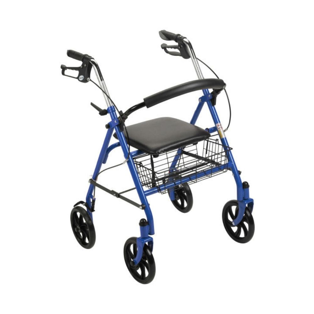 walker rollator 75 wheels steel frame blue front view