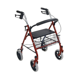 walker rollator 75 wheels steel frame red front view